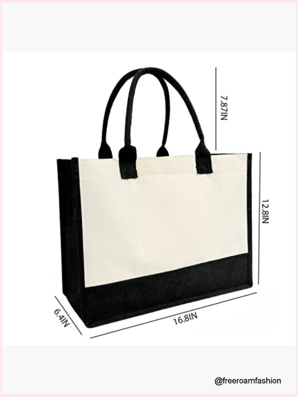 Personalized Initial Canvas Tote Bag with Zipper Pocket for Travel & Beach - Picture 3 of 6